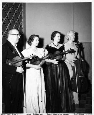 Left to right: Professor Carl Laus, Leora Patterson, Joyce Sumsion Hooker, and Professor Miriam Little.