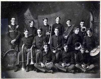 Back row: Charles Reed; Frederick Ruble; Harlie Innis; H. C. Tilley (leader); Norris Pollard; F. E. Montandon. Center row: C. E. Bolles; Anthony VanHarten; W. C. Turley; F. B. Costello; R. W. Fisher. Front row: J. H. Miller; G. E. Horton; A. K. Carlson.