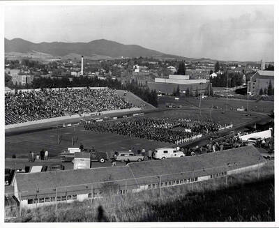 Marching band at a Homecoming game. Donor: U of I Photo Center.