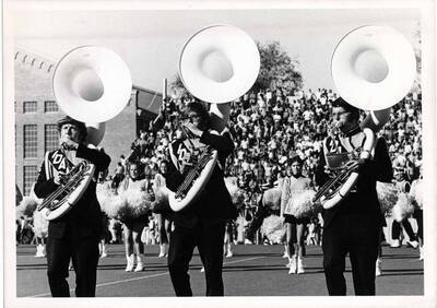 Band performing at a football game.