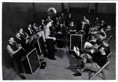 Pep Band rehearsal with William Ames as director.