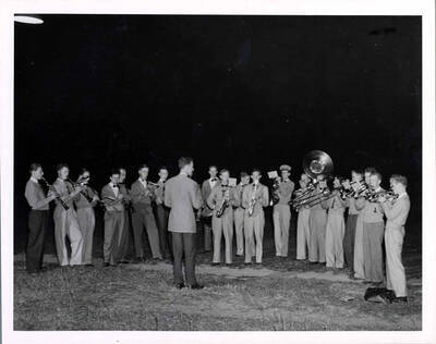 Unidentified members of the Pep Band performing.
