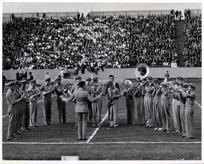 Pep Band performing at football game.