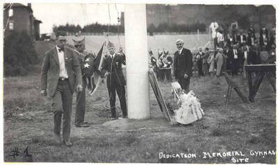 Site dedication of Memorial Gymnasium.