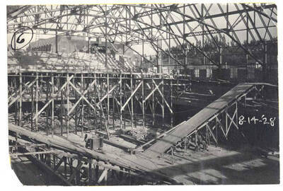 Construction of Memorial Gymnasium on the University of Idaho campus.