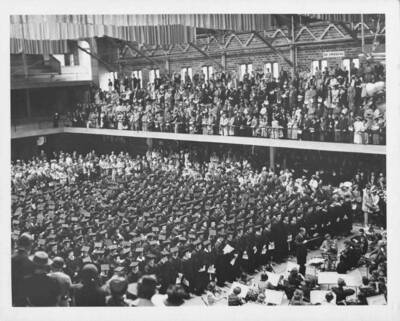 Commencement taking place inside the Gymnasium.