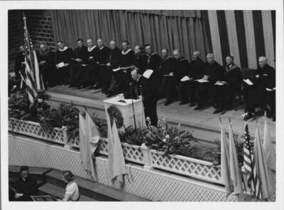 Talbot Jennings speaking during commencement.