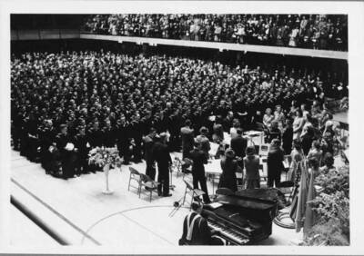Commencement taking place inside the Gymnasium.