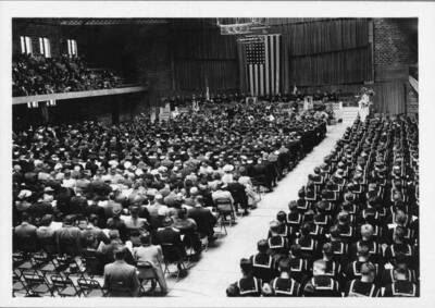 Commencement taking place inside the Gymnasium.