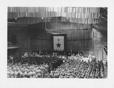 Commencement taking place inside the Gymnasium.