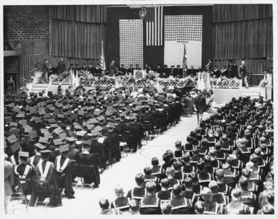 Commencement taking place inside the Gymnasium.