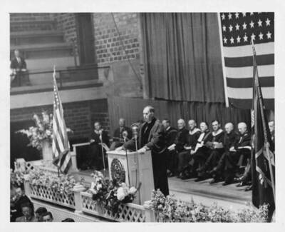 W. Walter Williams, Chairman of NECD, giving commencement address.