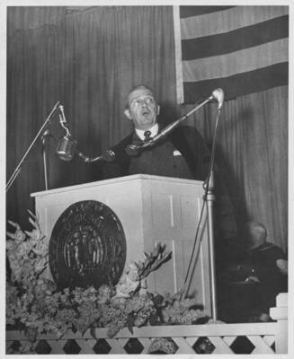 Edwin Palmer Hoyt, Editor and Publisher of the Denver Post, giving commencement address.
