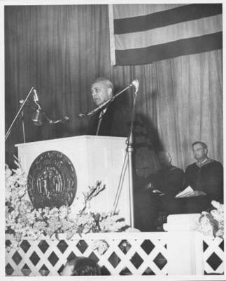Governor C. A. Robins addressing commencement audience.