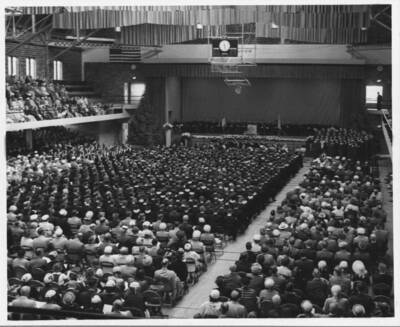 Commencement taking place inside the Gymnasium.