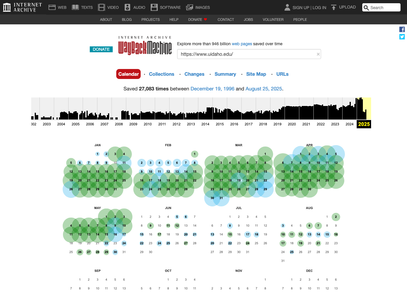Browse the U of I home page archive