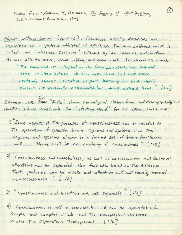 Lined notebook paper with handwritten notes in black and green ink about neuroscience and electrical engineering.