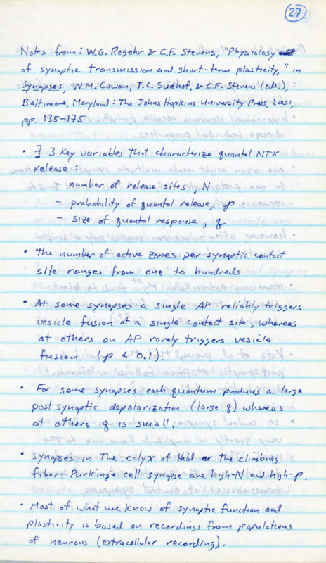 Lined notebook paper with handwritten notes in blue ink about physiology.