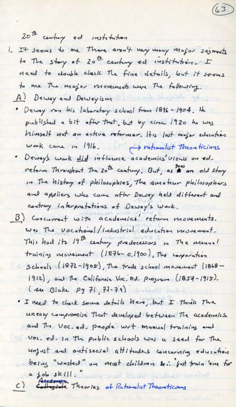 Lined notebook paper with handwritten notes in black ink about philosophy.