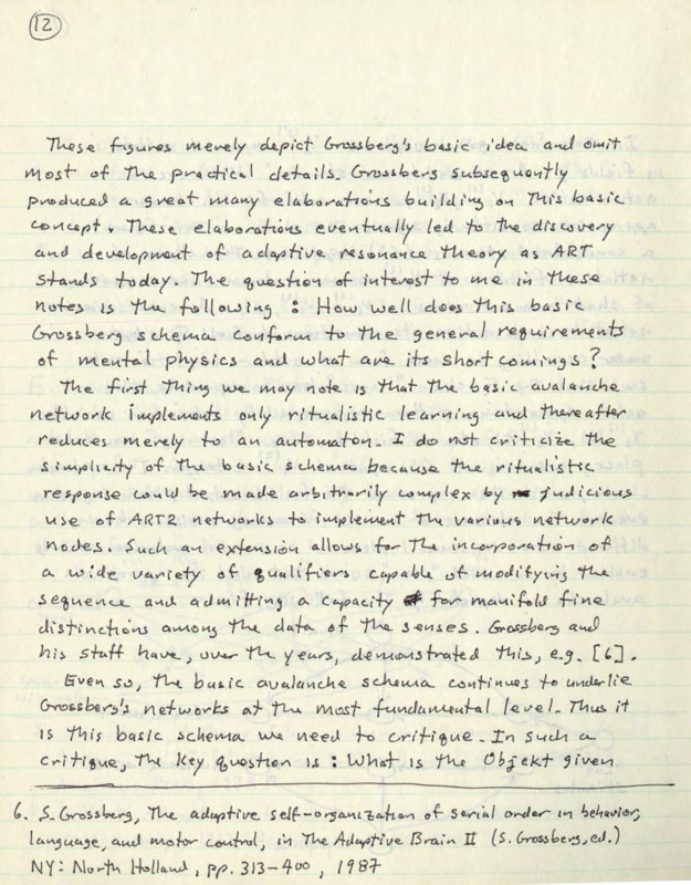 Lined notebook paper with handwritten notes in black ink about mental physics.