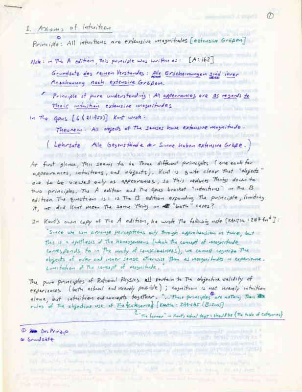 Paper with handwritten notes in various colored ink about philosophy.