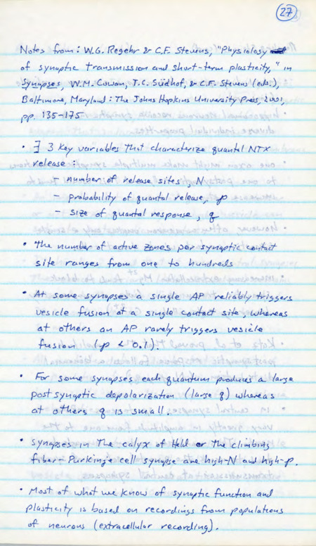 Lined notebook paper with handwritten notes in blue ink about physiology.