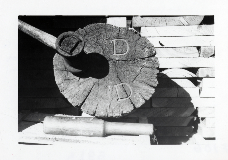 Pictured is a Dave Dollar Logging Company log branding hammer. Dave Dollar logging Company logged the Marble Creek and Coeur d'Alene river from 1910-1925.