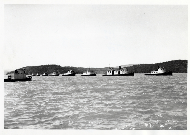 Lafferty Transportation Company diesel tugboats traveling on Lake Coeur d'Alene.