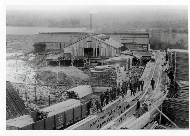 Employees walking at Cameron Lumber Company plant in Harrison, Idaho. Courtesy Bert Russell, Harrison, Idaho.