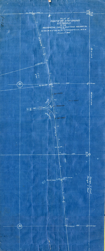 Plat of right-of-way, depot grounds & terminals of the Washington, Idaho & Montana Railway Company in Bovill.