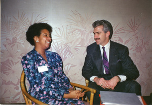 Denise Meridith and Cornell official at Alumni Event in San Francisco