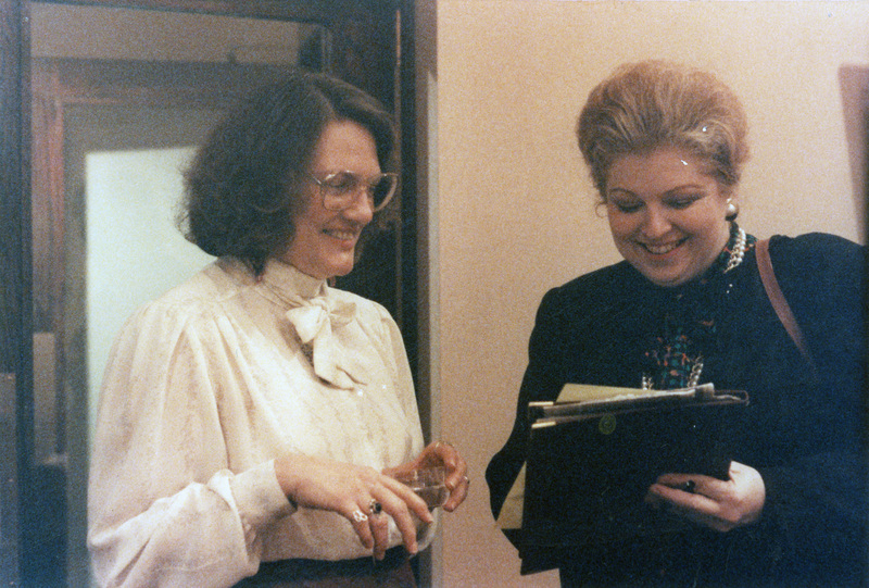 Betsy Thomas (left) and Sarah Weddington (right) standing next to each other.