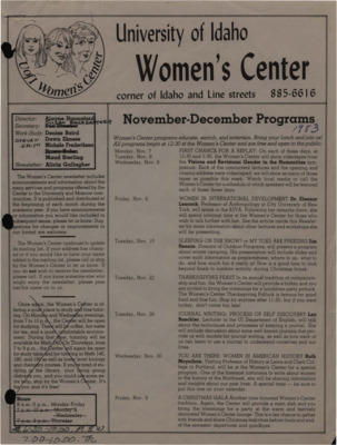 Women's Center November-December Programs