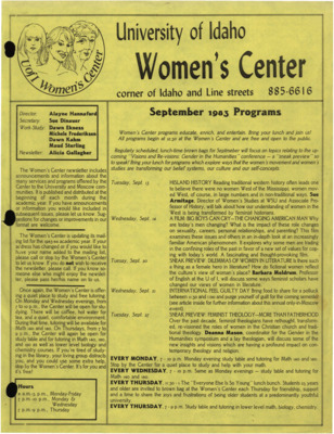 Women's Center September 1983 Programs