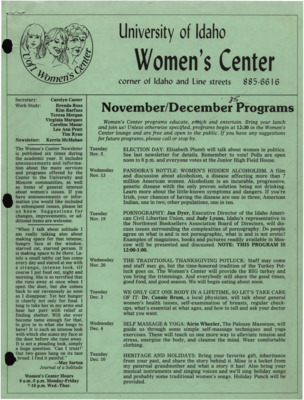 Women's Center November/December Programs