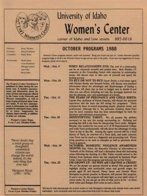 Women's Center October Programs 1988