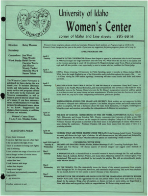 Women's Center April Programs 1990