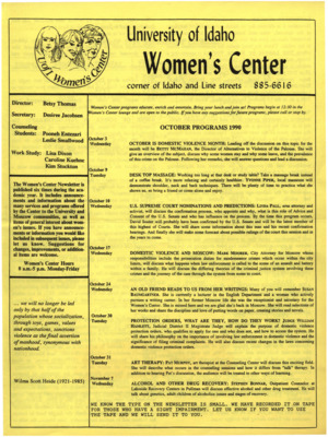 Women's Center October Programs 1990