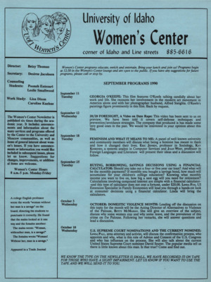 Women's Center September Programs 1990