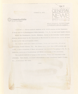 A press release discussing WAMI students making a tour of clinics, highlighting the locations and the purpose of the tour.